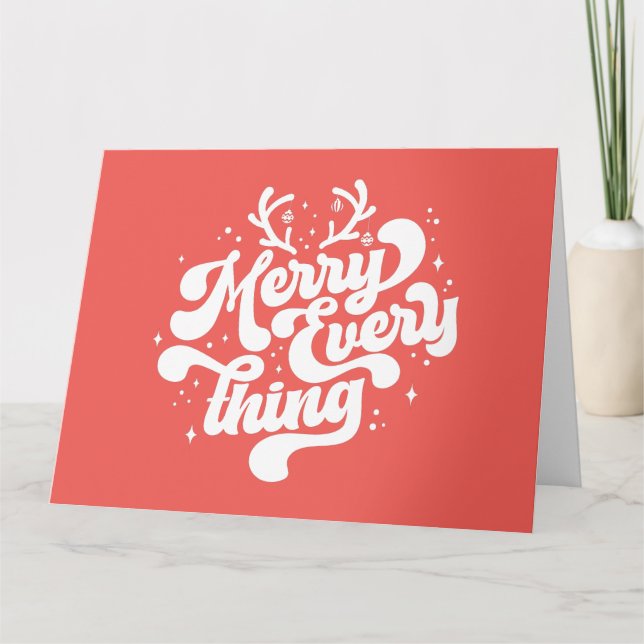 Carte Rouge Blanc Retro Joyeux tout Joyeux Noël  (Devant)