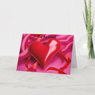 Carte Rouge Coeur rose Ruban Valentine's Day Heart Card