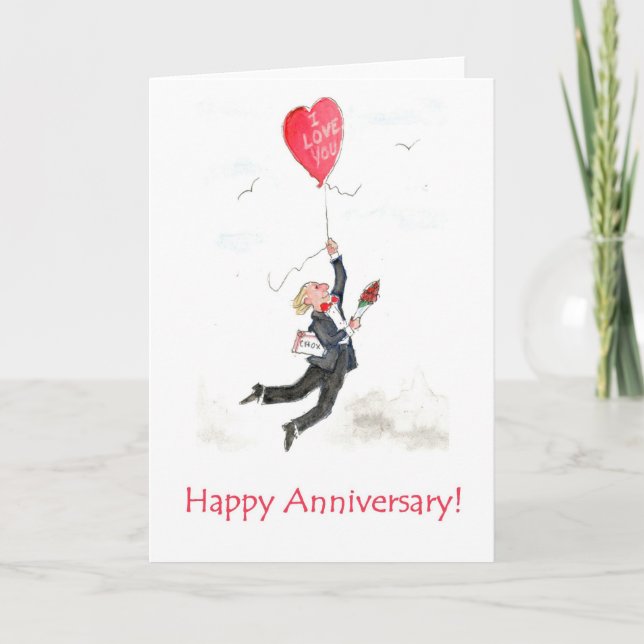 Carte rouge d'anniversaire de ballon de coeur (Devant)