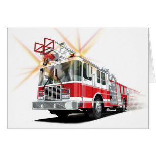 Carte rouge de camion de pompiers d'enfants
