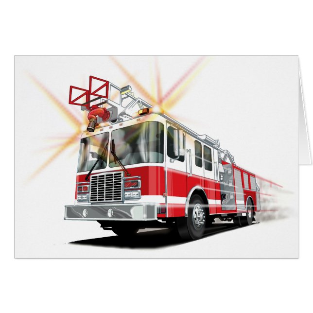 Carte rouge de camion de pompiers d'enfants (Devant horizontal)