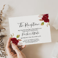 Carte rouge de réception de mariage tropical et ro