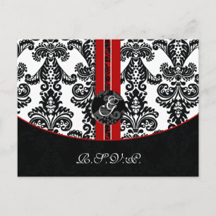carte rouge de rsvp de mariage damassé