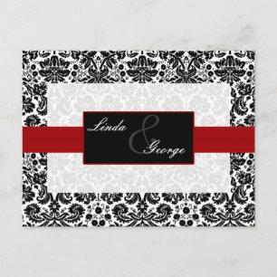 carte rouge de rsvp de mariage damassé