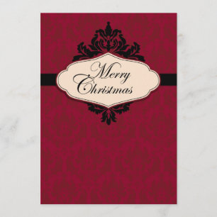 Carte rouge d'invitation de brocard de Noël