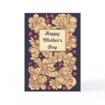 Carte rouge du jour de mère de dessin de brun