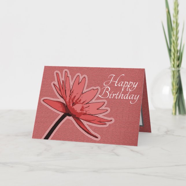 Carte Rouge Eau Lily Couleur Joli Fleur Joyeux Anniversa (Devant)