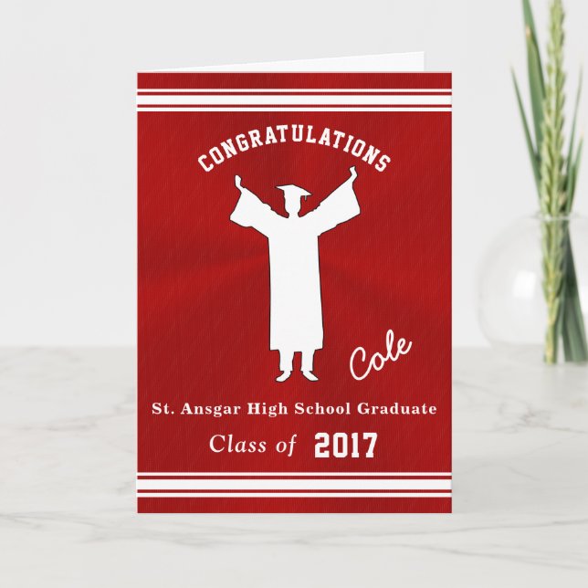 Carte rouge et blanche d'obtention du diplôme avec (Devant)