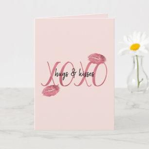 Carte Rouge Fard Rose XOXO Lèvres Baisers