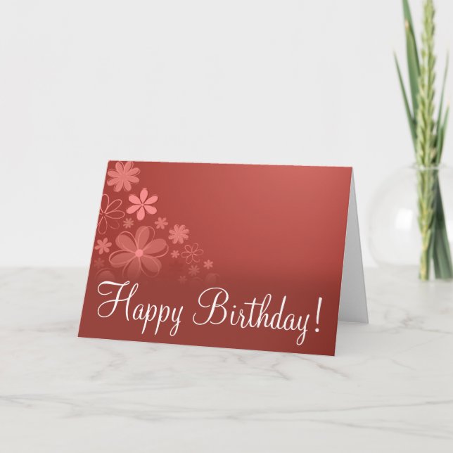 Carte Rouge Floral "Carte d'anniversaire" (Devant)