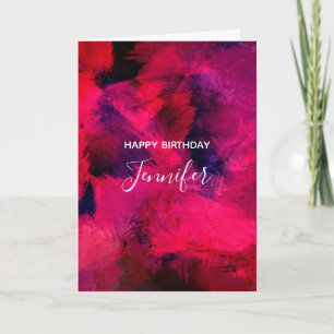 Carte Rouge foncé et violet moderne Abstrait anniversair