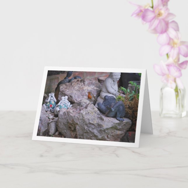 Carte Rouge-gorge sur rocher (Orchidée)