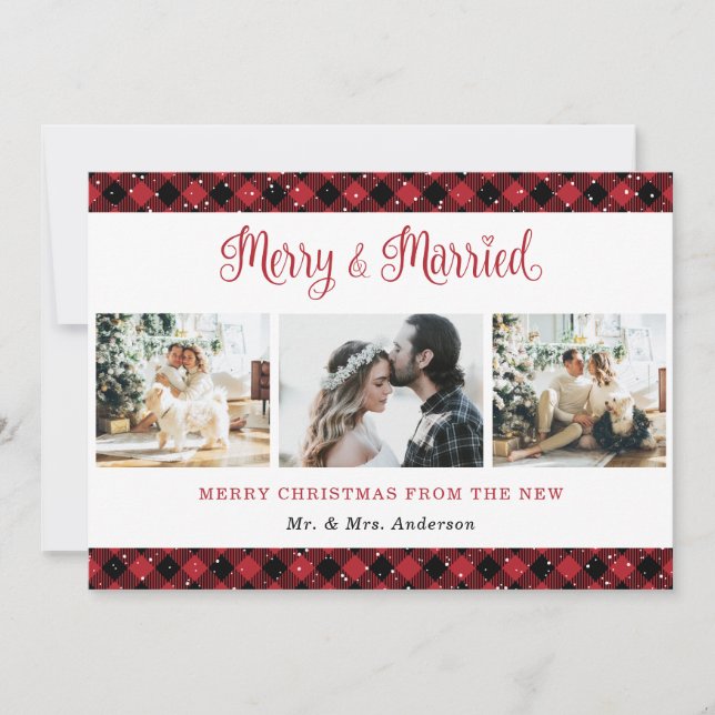 Carte rouge Joyeux et Marié de Noël (Devant)