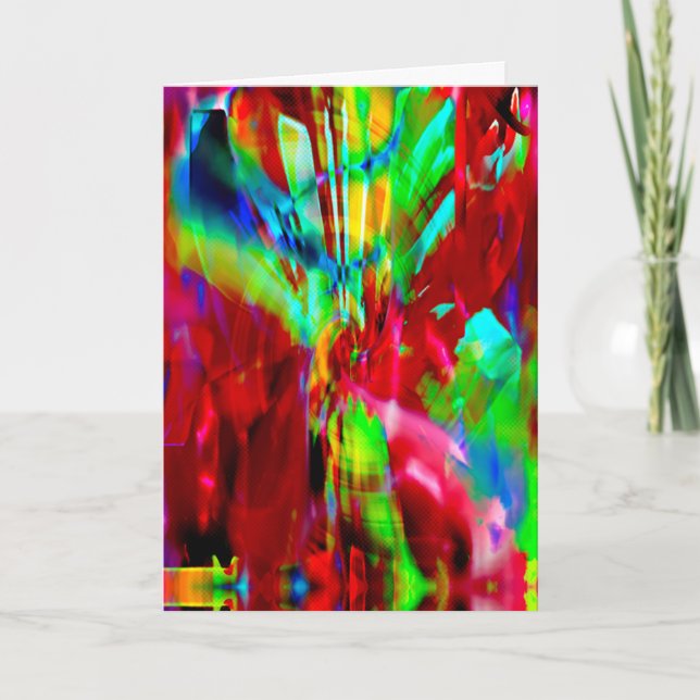 Carte Rouge Lime Vert Abstrait Dreamy Imaginaire Fleur (Devant)