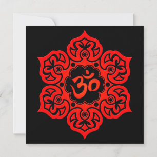 Carte Rouge Lotus Om Flower sur Noir