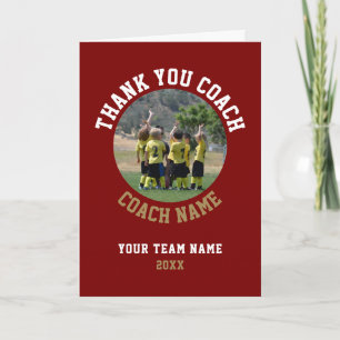 Carte rouge Merci Coach Nom de l'équipe Photo