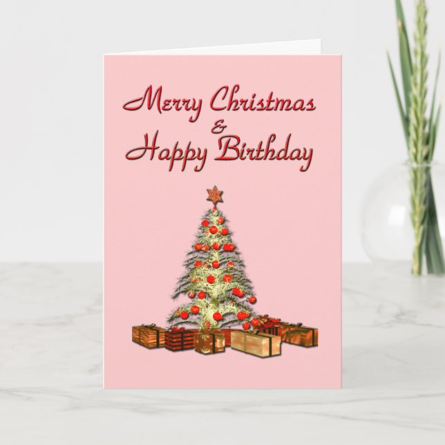 Carte rouge Noël Anniversaire (Devant)