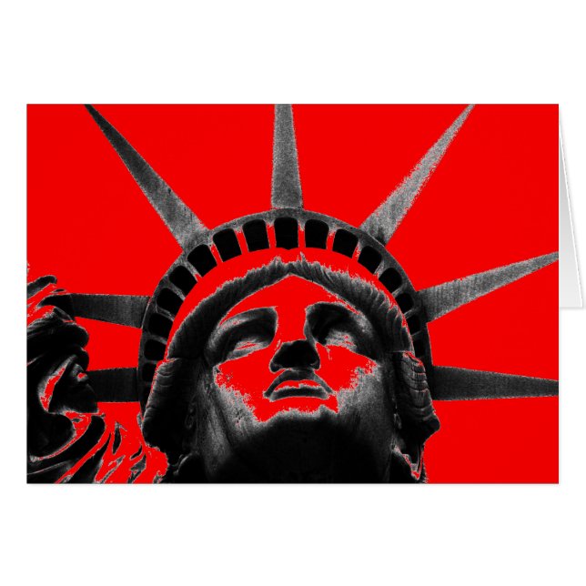 Carte Rouge noir & blanc Pop Art Statue de la Libe (Devant horizontal)