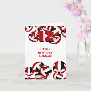 Carte rouge noir volleyballs enfants sports heureux anni