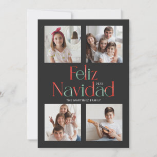 Carte rouge noire Feliz Navidad