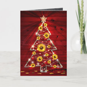 Carte Rouge or Russe tournesol Noël Arbre de Noël
