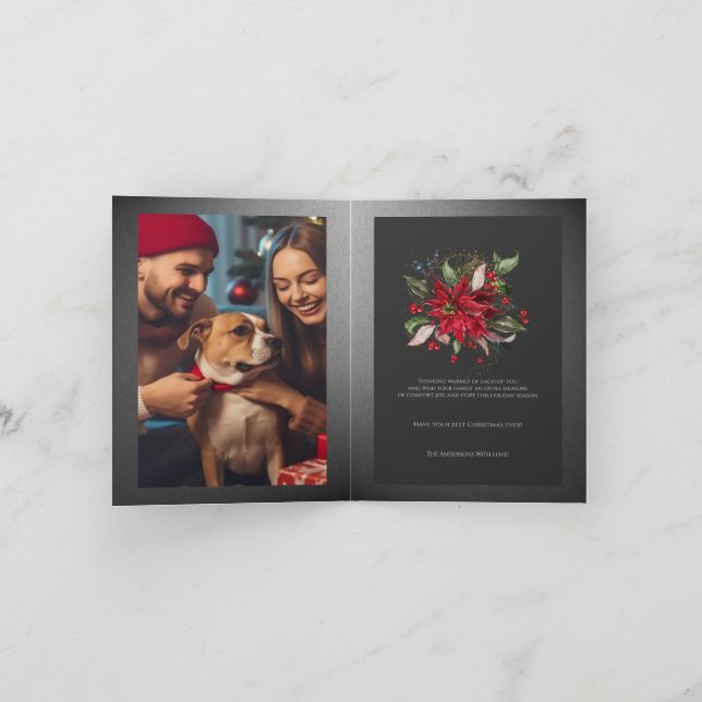 Carte Rouge Poinsettia Noël Botanique Plante d'hiver 2 (Intérieur)