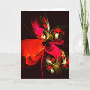 Carte Rouge Vert Floral Moderne Art Abstrait Motif #02