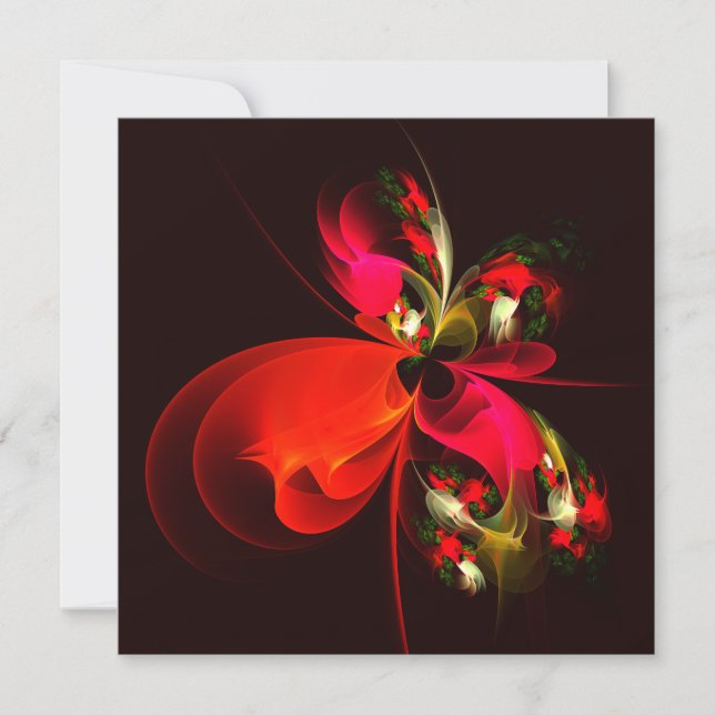 Carte Rouge Vert Floral Moderne Art Abstrait Motif #02 (Devant)