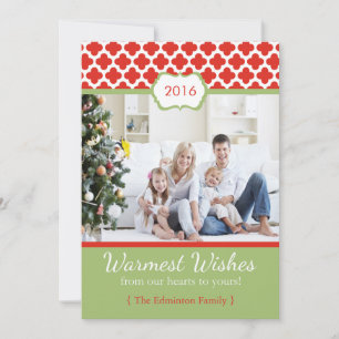 Carte rouge verte Quatrefoil Christmas Flat