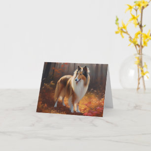 Carte Rough Collie dans l'automne Leaves automne Inspire