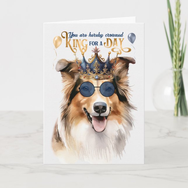 Carte Rough Collie King pour une journée d'anniversaire  (Devant)