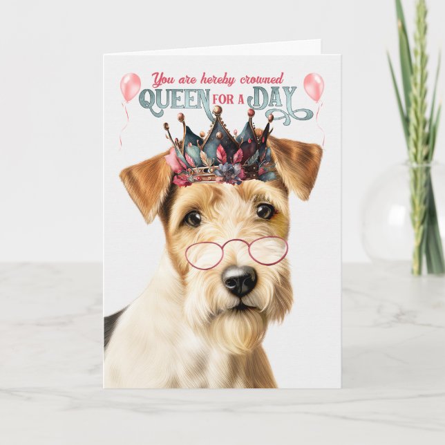 Carte Rough Fox Terrier Chien Queen Day Funny Anniversai (Devant)