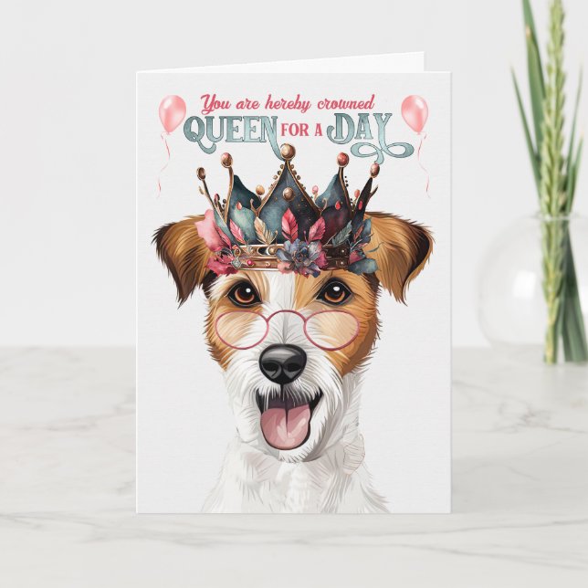 Carte Rough Jack Russell Queen pour jour drôle Anniversa (Devant)