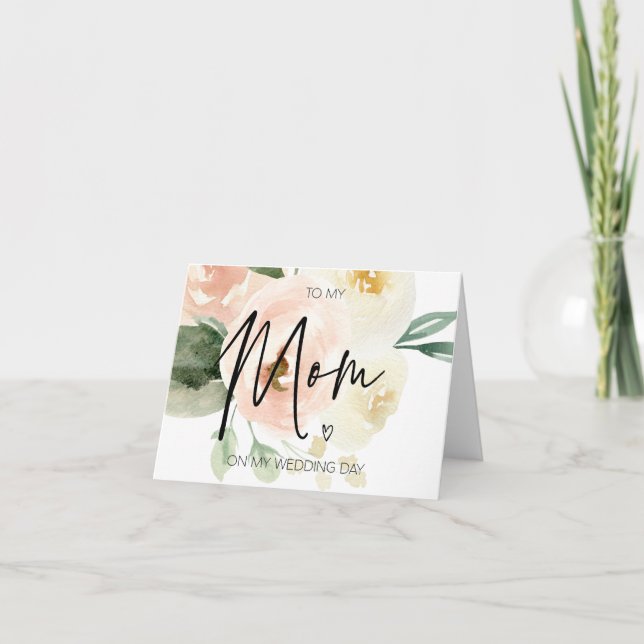 Carte Rougissent floraux roses à ma maman mon jour du (Devant)