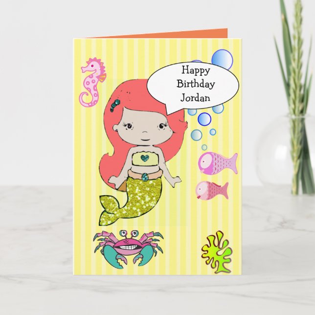 Carte rousse jaune de joyeux anniversaire de (Devant)