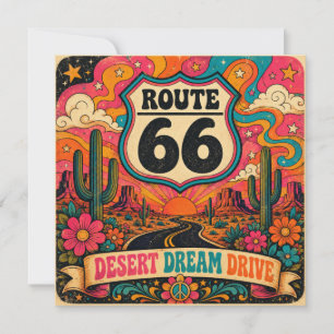 Carte Route 66 Desert Dream Drive Groovy Rétro 