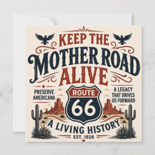 Carte Route 66 Gardez la route mère vivante Papeterie Ar