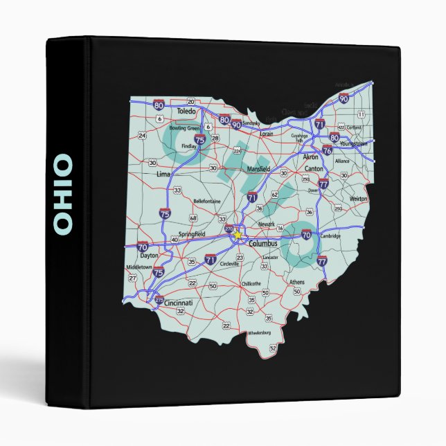 Carte routière de l'Ohio Classeur (Devant/Côté)