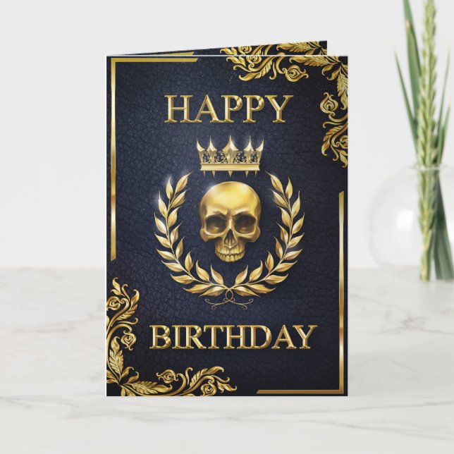 Carte Royal Blue & Gold King of the Dead Birthday Card (Devant)