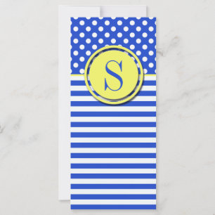 Carte Royal Blue Pois et stries-Monogram STaylor
