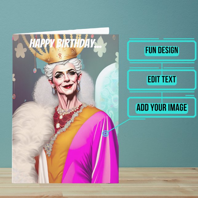 Carte Royal Old Queen Funny Gay Anniversaire (Make sure their LGBTQ+ birthday is as gay as they are.)