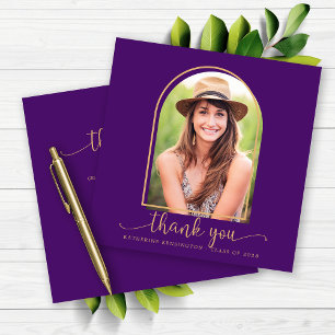 Carte Royal Purple Gold Arch Merci de graduation photo