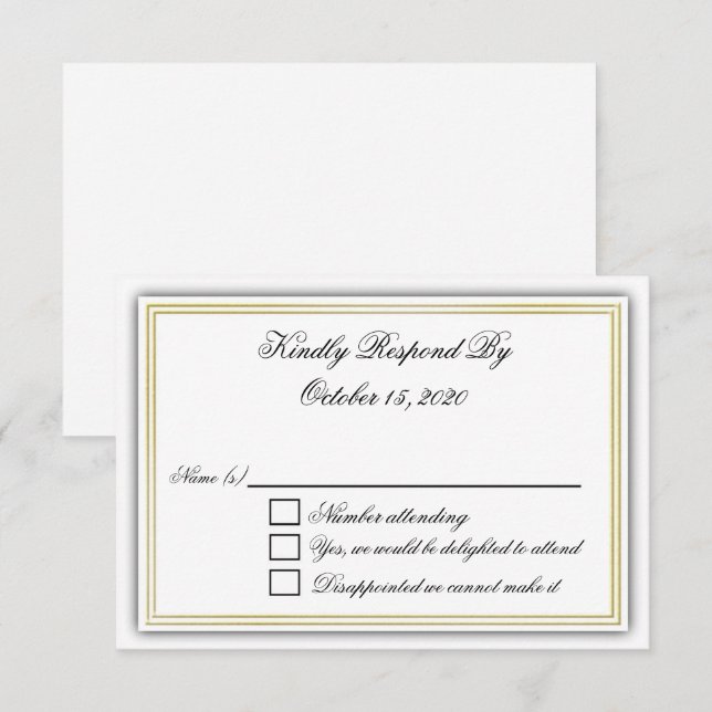 Carte RSVP 3D élégante (Devant / Derrière)