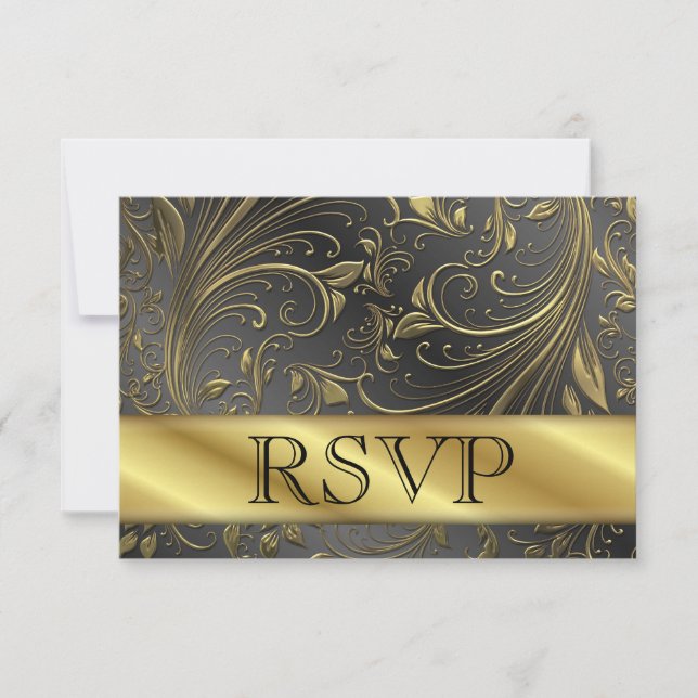 Carte RSVP 50e anniversaire de mariage en or (Devant)