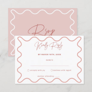 Carte RSVP à bordure rose et blanche