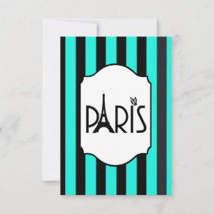 Carte RSVP à rayures turquoise et noire