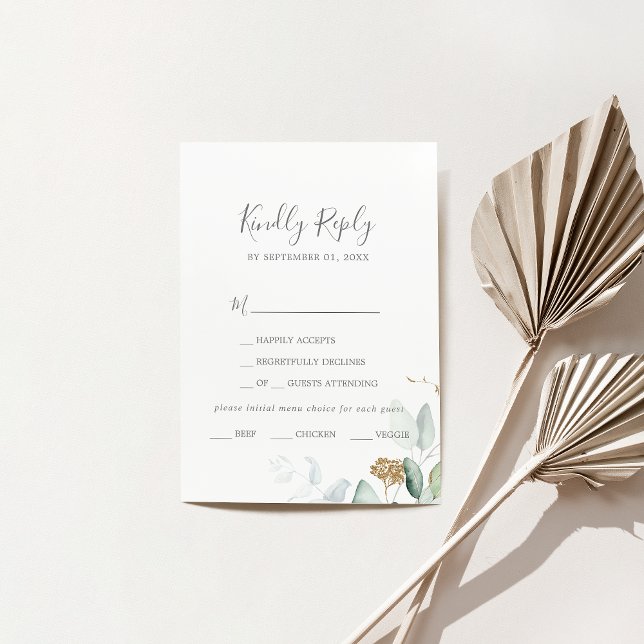 Carte RSVP Airy Greenery à imprimer ou à imprimer (Créateur téléchargé)