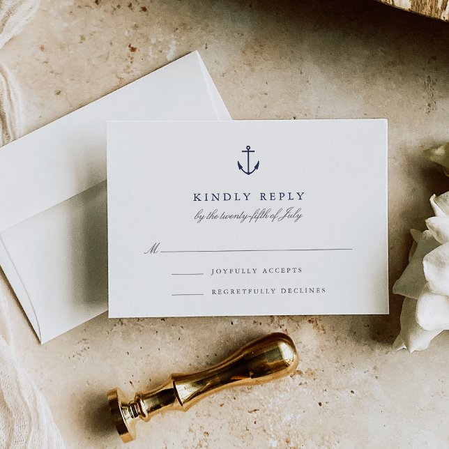 Carte RSVP Ancre Nautique simple et élégante (Créateur téléchargé)