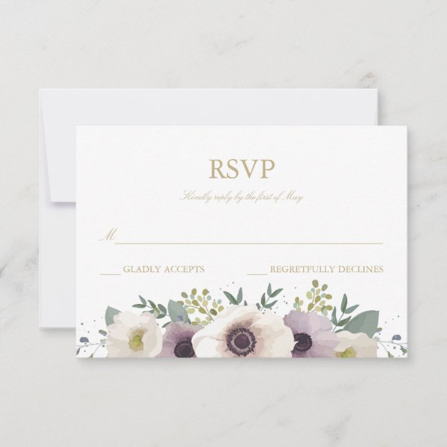 Carte RSVP Anemone Bouquet (Devant)