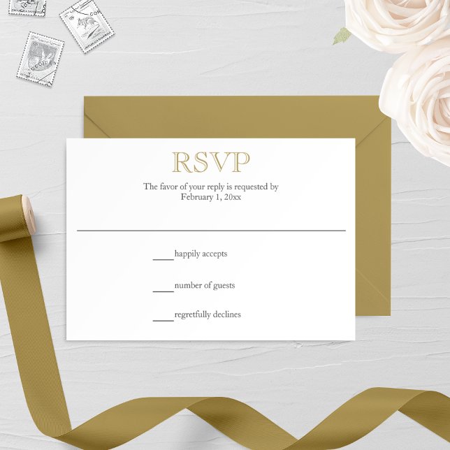 Carte RSVP Antique Gold Wedding (Créateur téléchargé)